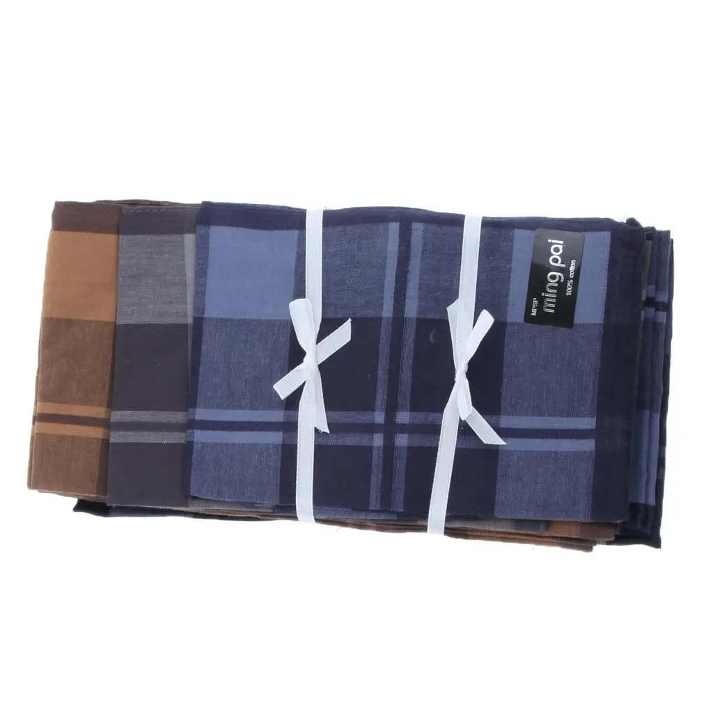 Prettyia 12pack Men Plaid Cotton Pocket Handkerchief Hanky Hankies 40x40cm