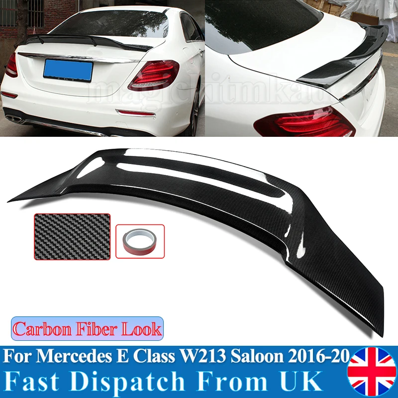 For Mercedes E Class E63 W213 Carbon Look Spoiler E200 E300 Saloon Rear Boot Lip Spoiler Renntech Style