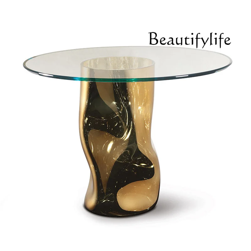 

Modern Light Luxury Tempered Glass Coffee Table Nordic Minimalism Designer Model Creative Transparent Corner Table