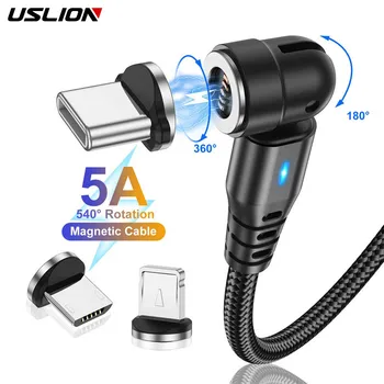 5A 마그네틱 케이블 540 회전 빠른 충전 유형 C 케이블 마이크로 USB 충전 전화 데이터 코드 와이어 아이폰 Xiaomi 삼성