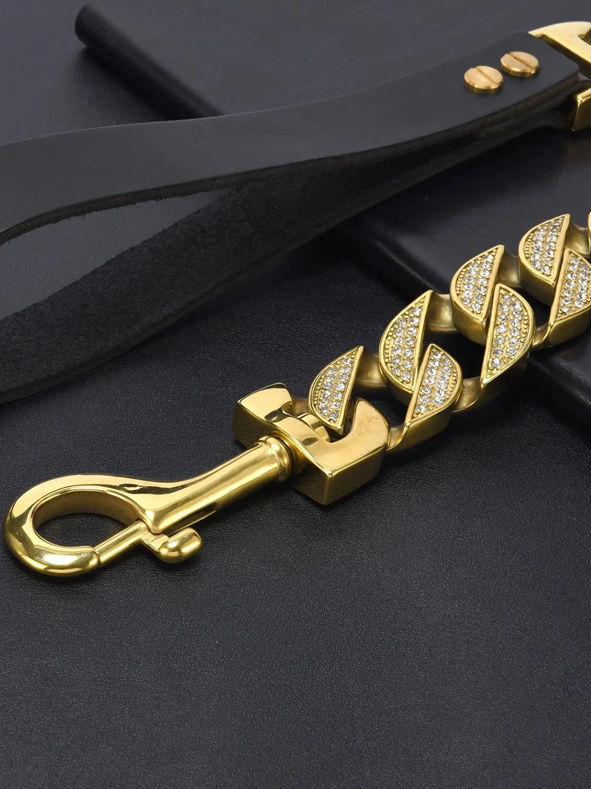 Stainless Steel Rhinestone Dog Collar Chain - PeticaDeals