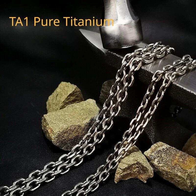 Ultra Light 7mm TA1 Pure Titanium Angle Chain Necklace for Men Wome Anti Allergic Skin Friendly Link Cool Hip Hop Chain Necklace
