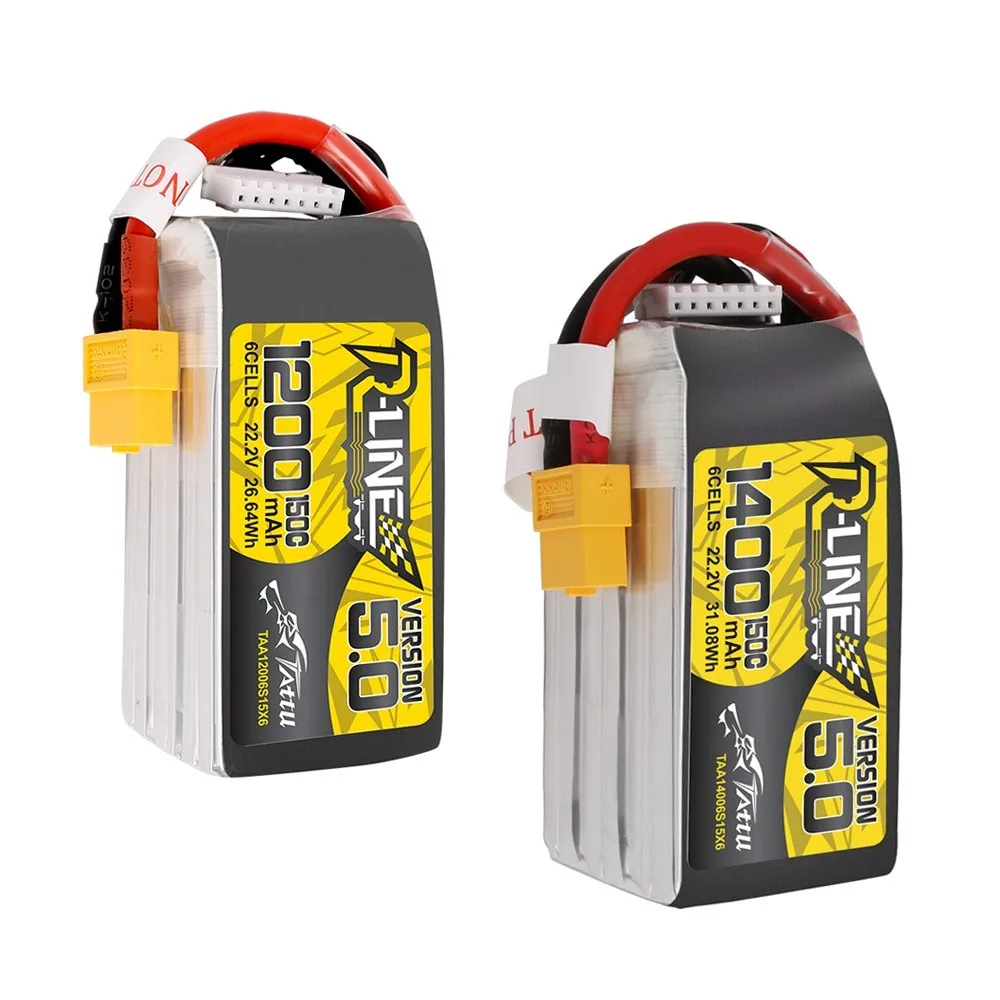Tattu R-Line Version 5.0 V5 1200MAH 1400mAh 150C 6S 22.2V Lipo Battery XT60 Plug  For FPV Racing Drone RC Quadcopter 2