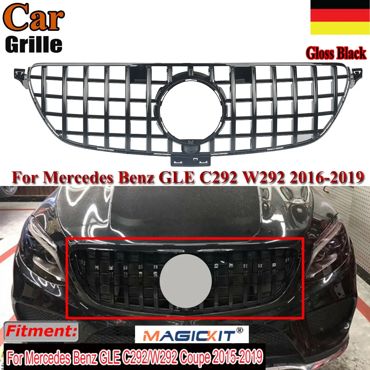 

Решетка радиатора MagicKit для Mercedes Benz GLE W292 C292 Coupe SUV 2015-2018 GTR Style