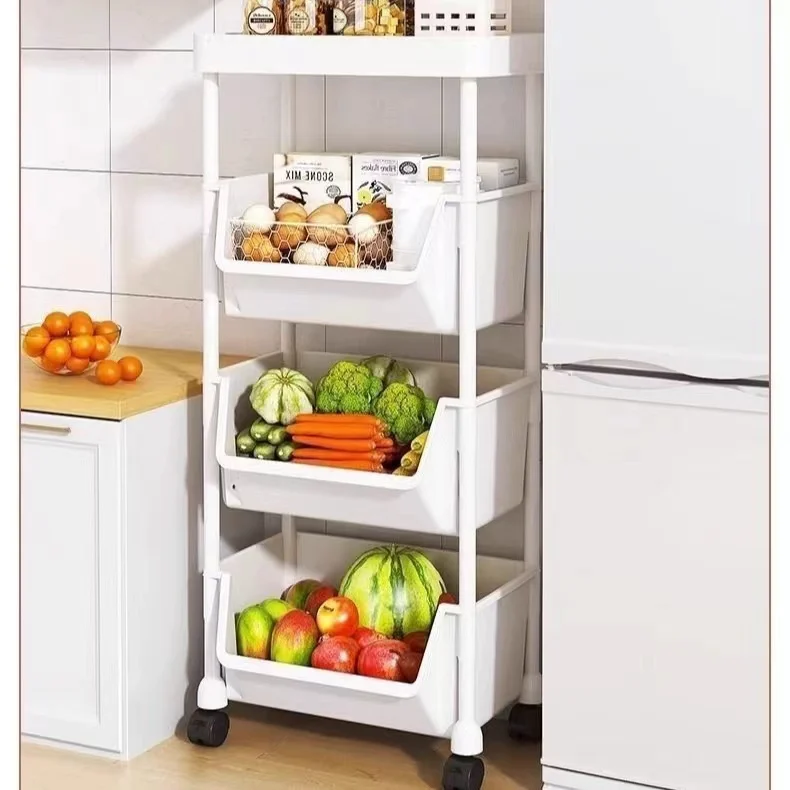 Storage Rack Trolley Mobile Storage Rack Trolley Multi-layer Kitchen Trolley Thicken Metal Cart Snacks Storage Rack with Wheels