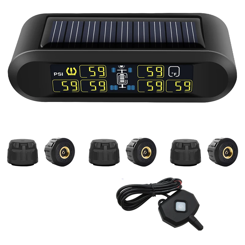 CAREUD 6 Wheel External Sensor Wireless Car Pressure Monitoring System RV Trailer Vehicle TPMS