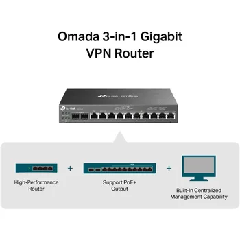 TP-Link ER7212PC | Omada Router, PoE Switch & Controller 3-in-1 Gigabit VPN Router | Up to 4 WAN | 8 PoE+ LAN Port @ 110W 4