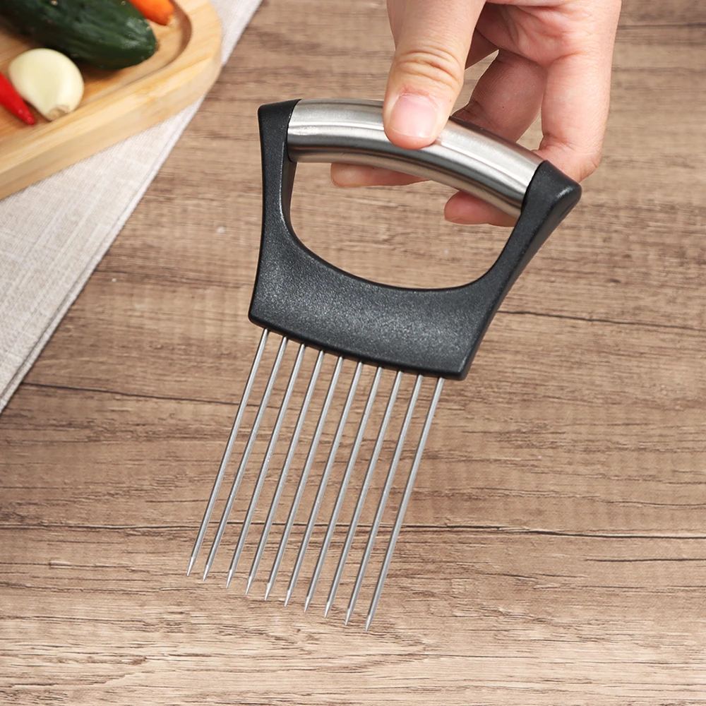 Stainless Steel Onion Holder Fork ,Creative Onion Cutter Slicer Vegetable  Tomato Meat Cutter Holder Slicer Kitchen Accessories - AliExpress