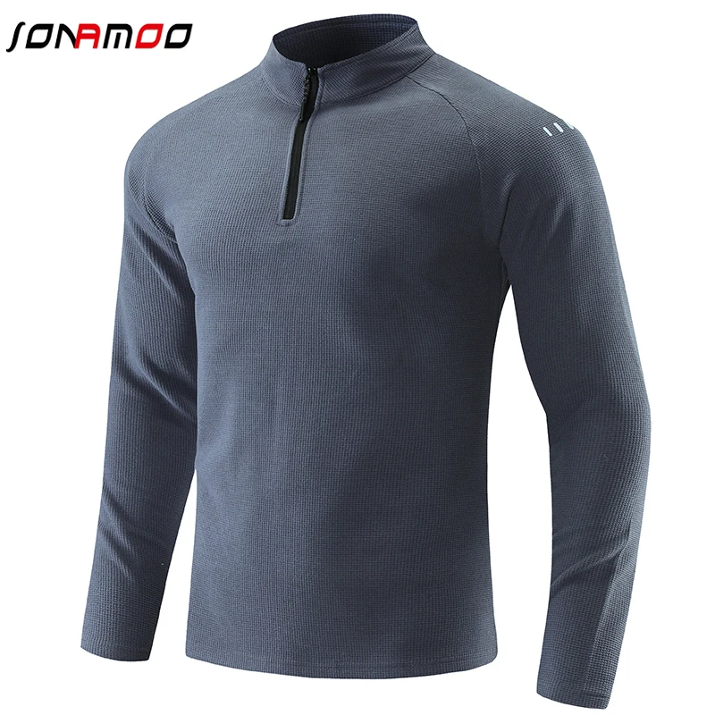 

New Men's Standing Neck Zippered Long Sleeved Hoodie with Sports Breathability and Fitness Fashion Top