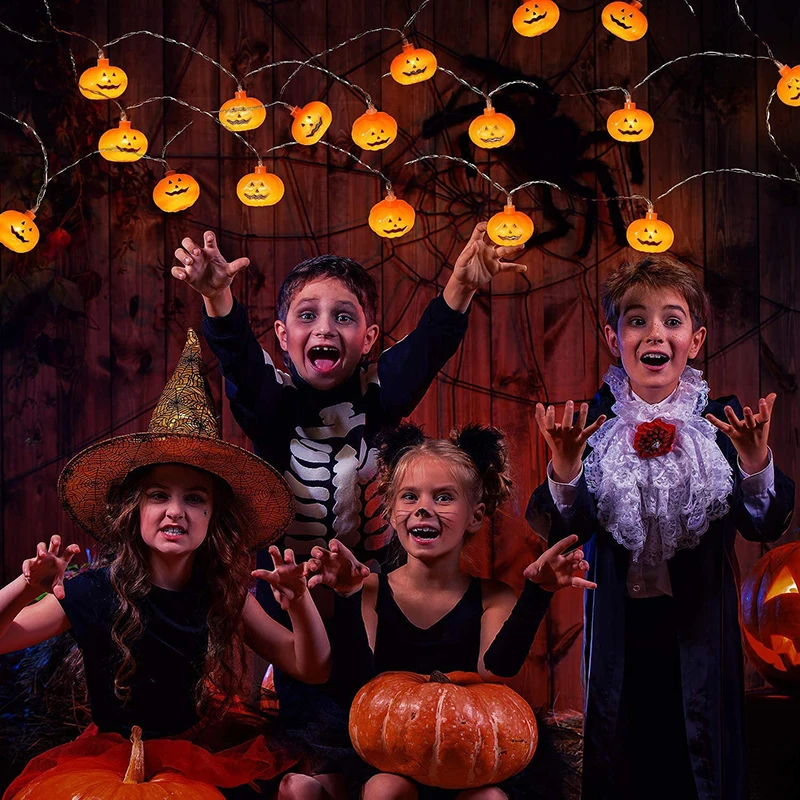 Halloween Lights Battery Operated Decorative Lights Pumpkin Lights For Indoor Outdoor Party 6