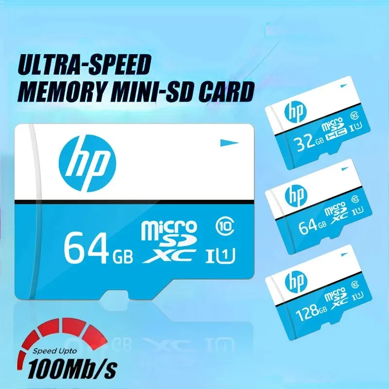 HP 마이크로 SD 메모리 카드, 드라이브 녹음기, 휴대폰 PC 이어폰 스피커, HD 카메라 게임 스위치용, 32GB, 64GB, 128GB