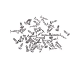 Premium Set of 50 Gold, Black, Silver Electric Guitar & Bass Pickguard Screws - Wholesale Metal Fasteners for Pickguards and Covers (50pcs silver)