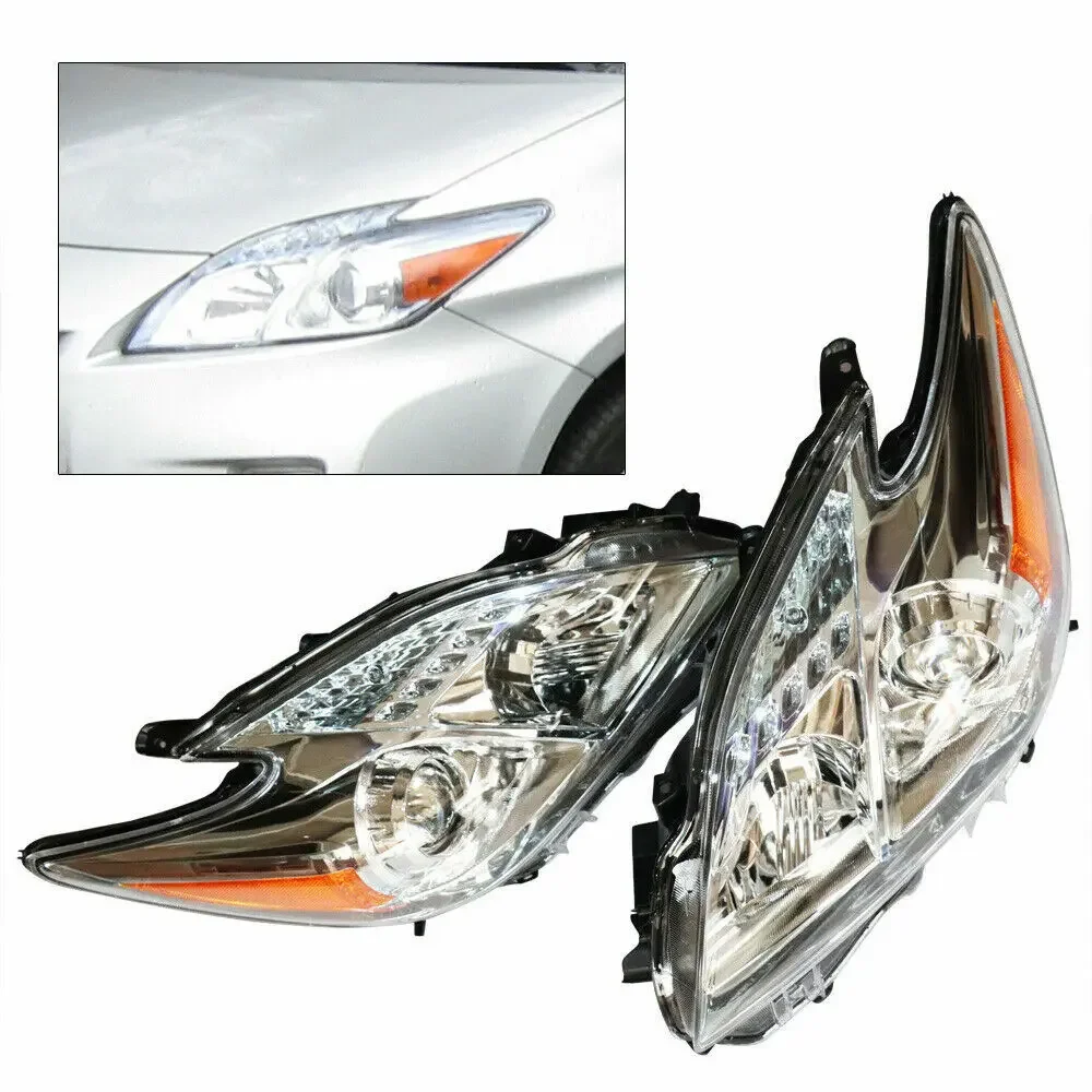

LH RH Headlights Headlamps Assembly Set For Toyota Prius Halogen Model 2010 2011