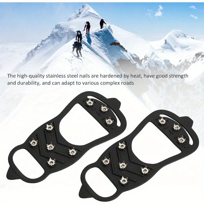 Shoe Spikes Cover Crampons, Anti‑Slips Flexible 8‑Tooth Snow Walking Nail Crampons for Hiking Shoe for Mountaineering Hiking