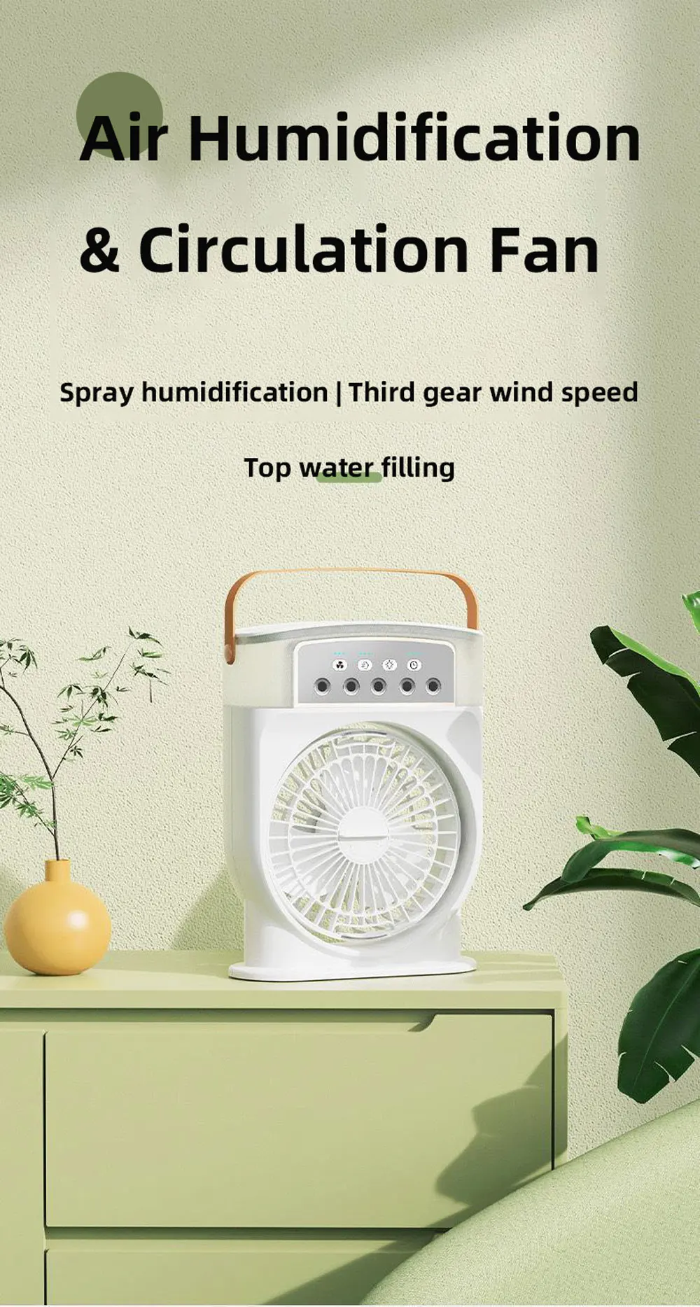 Description Picture 2 of itemFive Hole Spray Electric Fan New USB Humidifying Cooling Spray Small Air Conditioner Wireless Portable Mini Night Light Air Cool