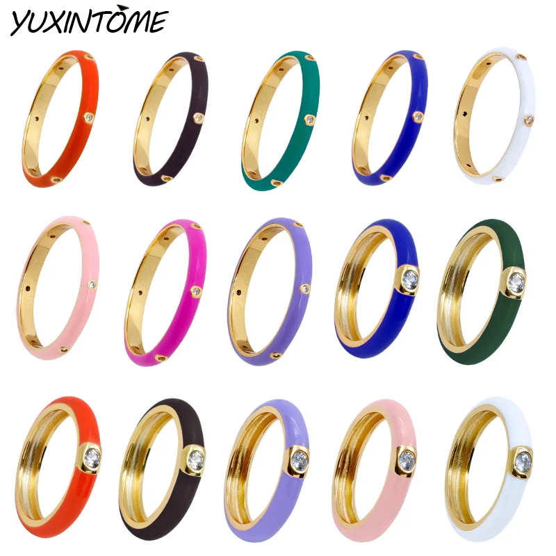 

Enamel Epoxy Gold Plated Ring for women 24k Gold Plated Couple Ring Fashion Party Jewelry Accessories Color 6/7/8 3 sizes huggie