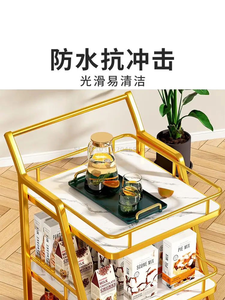 European Light Luxury Mobile Trolley Food Truck Restaurant Delivery Dining Car Tableware Storage And Push Drivers To Push The