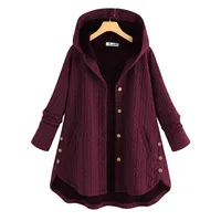 2025 nouvelles femmes coton manteaux dames Patchwork bouton vestes femme tricoté en peluche manteau à capuche haut vêtements d'extérieur sur mesure T-Shirts 4