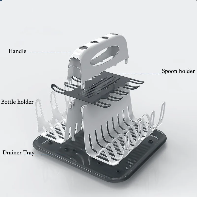 Portable Baby Bottle Drying Rack with Drain Tray 2