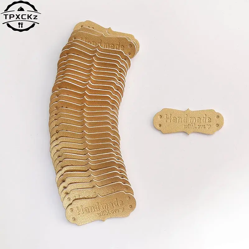 Leather Labels 50pcs PU For Handmade DIY Hats Bags Clothes Sewing Garment Accessories