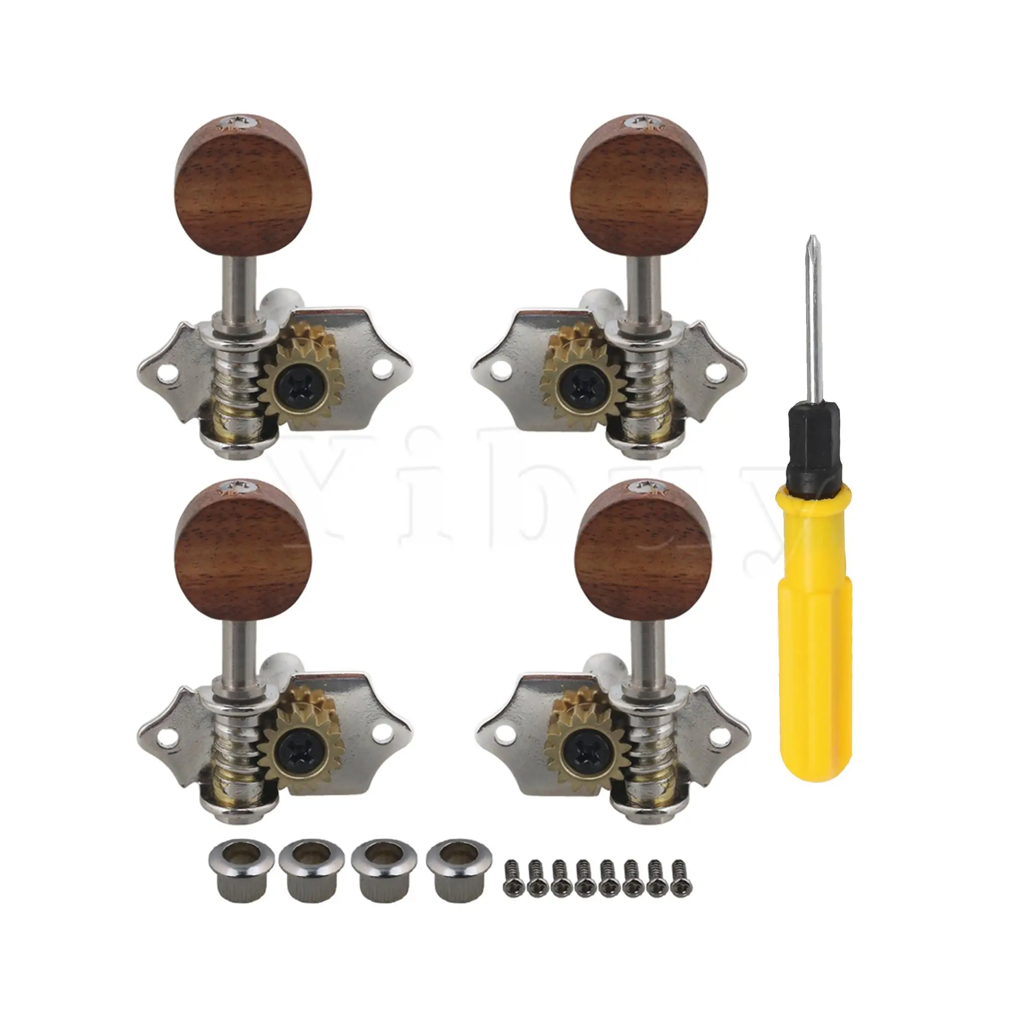 

Тюнеры Yibuy с деревянной головкой, 4 шт., с 2 левыми и 2 правыми головками для Укулеле