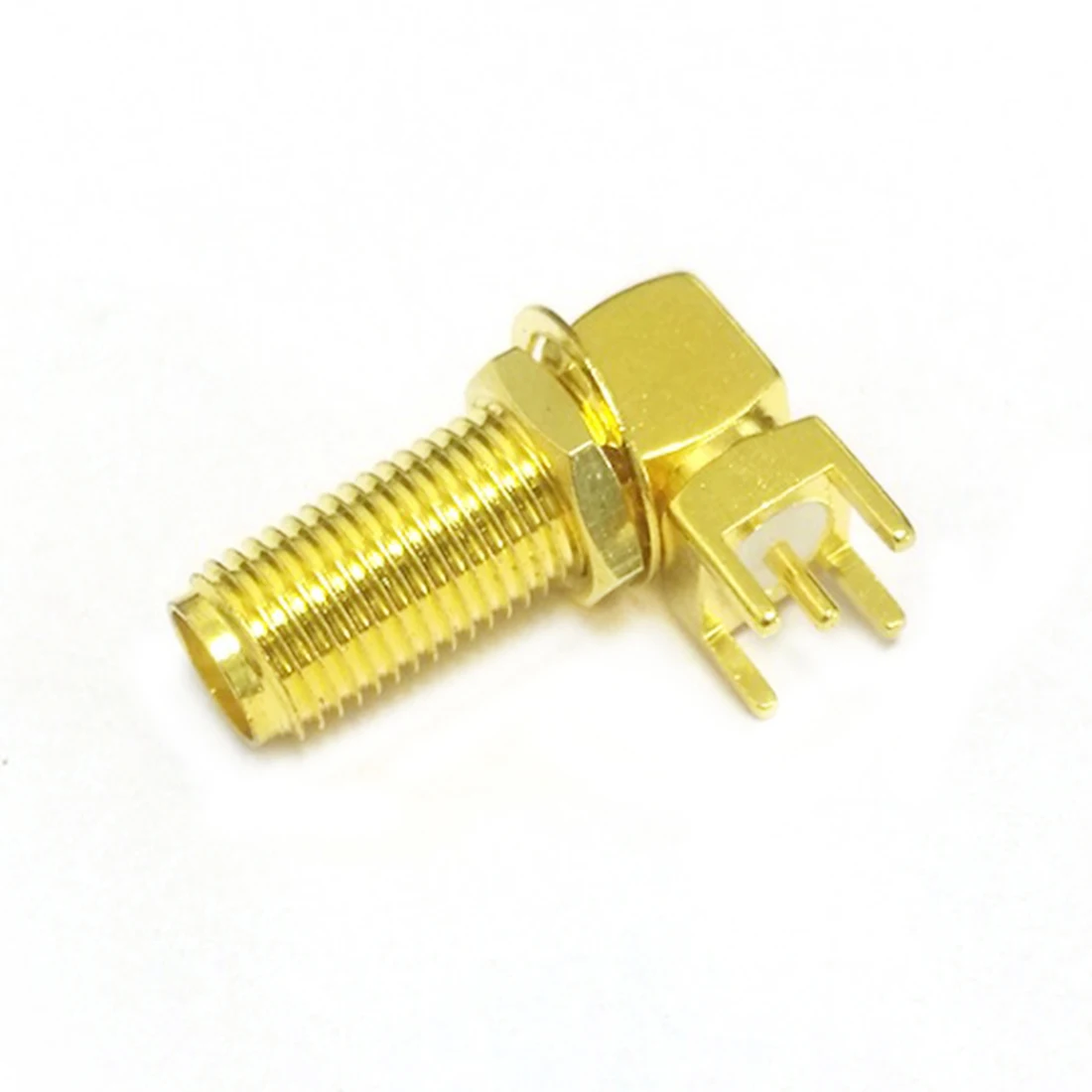 

1pc SMA Female Jack Nut RF Coax Modem Convertor Connector PCB Mount Right Angle Goldplated 14mm Thread New SMA Connector