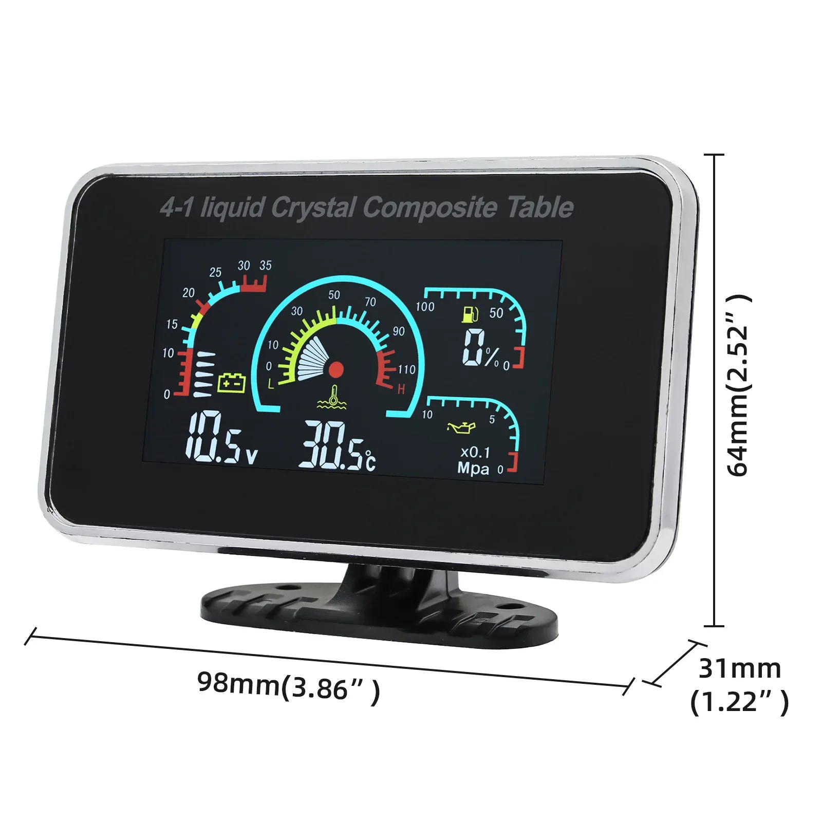 계기판 수온계 3IN1 4IN1 LCD 자동차 디지털 알람 게이지 전압계 오일 압력 연료 수온 12V 24V 볼트