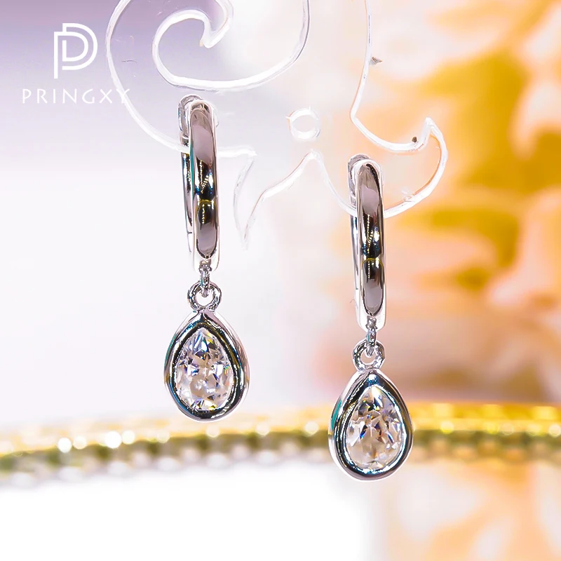 PRINGXY 1 Carat Real Moissanite with GRA Certificate Luxury Earrings For Women 925 Sterling Silver Fine Jewelry Anniversary Gift