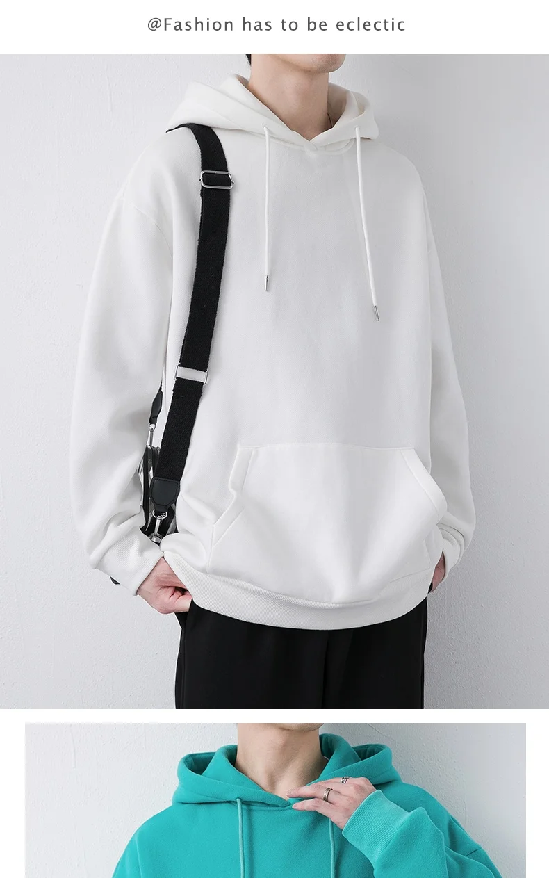 Толстовка мужская с капюшоном, свободная рубашка с длинным рукавом, с ...