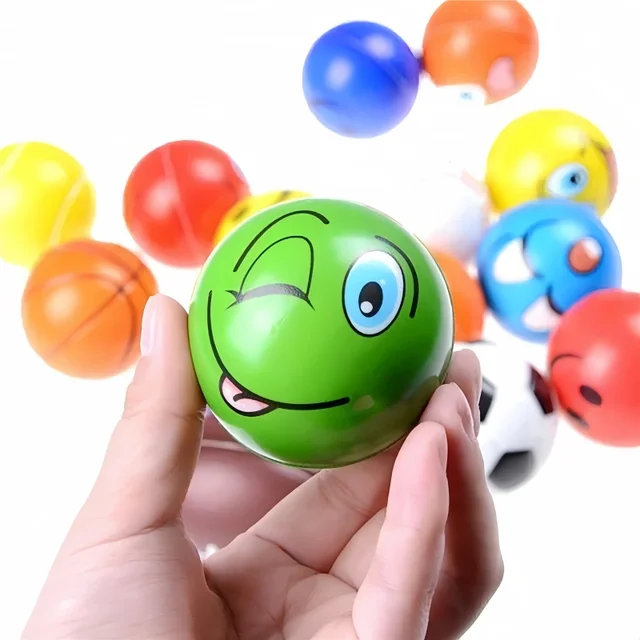 12Pcs Funny Sponge Pressure Expression Soft ball Squeeze Funny Expression PU foam Soothing Toy Wrist Action Sport  Toy Ball 3