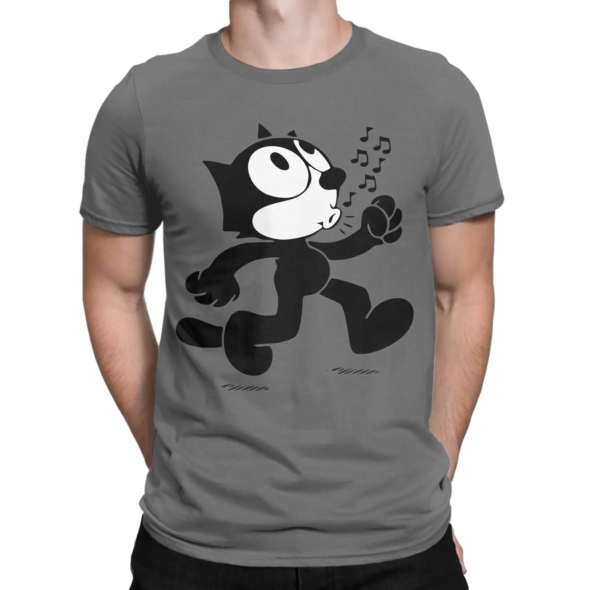 Felixes The Cat Walking T-Shirts für Männer und Frauen, modische T-Shirts aus 100 % Baumwolle, Rundhalsausschnitt, kurzärmeliges T-Shirt, Geschenkidee, Oberteile