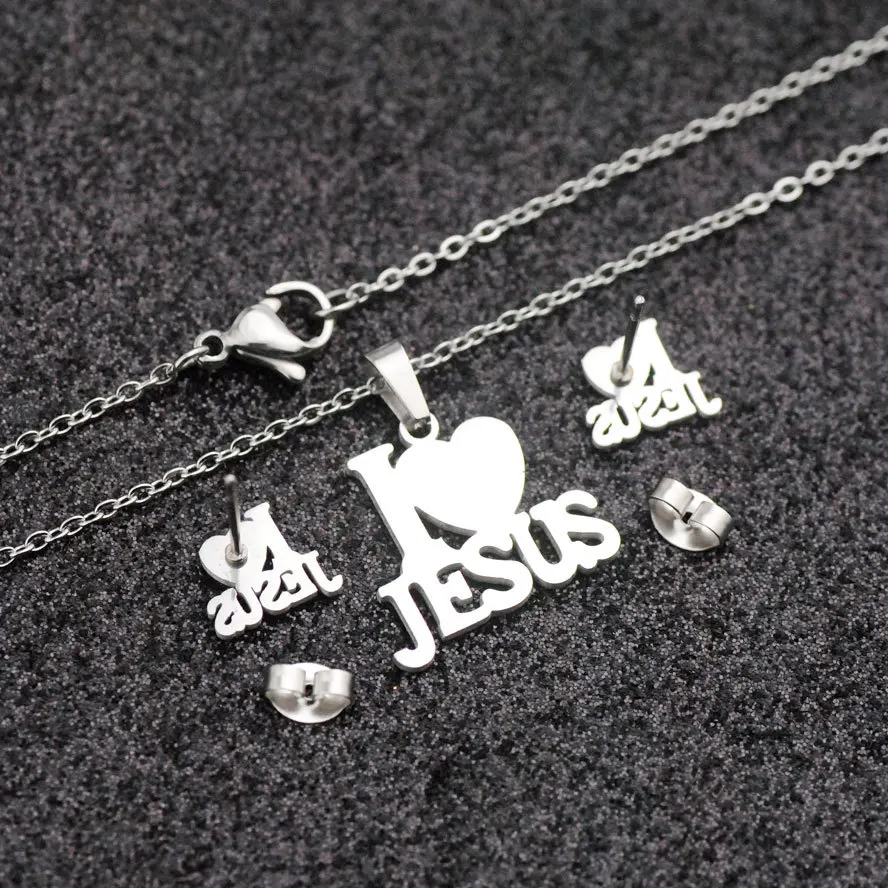 S53985ed435ae4f23a9a447e9495ee1f5Q Fashion Stainless Steel Jesus Cross Men Charm Heart Letter Pendant Necklace Jewelry Set Chain Christian Symbol Jewelry Gifts Mallzona