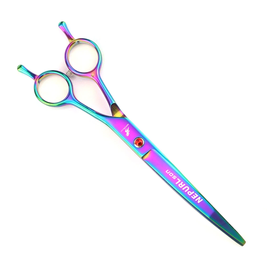 Dog Grooming Scissors 7" Japan Stainless Rainbow Thinning Shears Straight Scissors Pet Dog Curved Shears