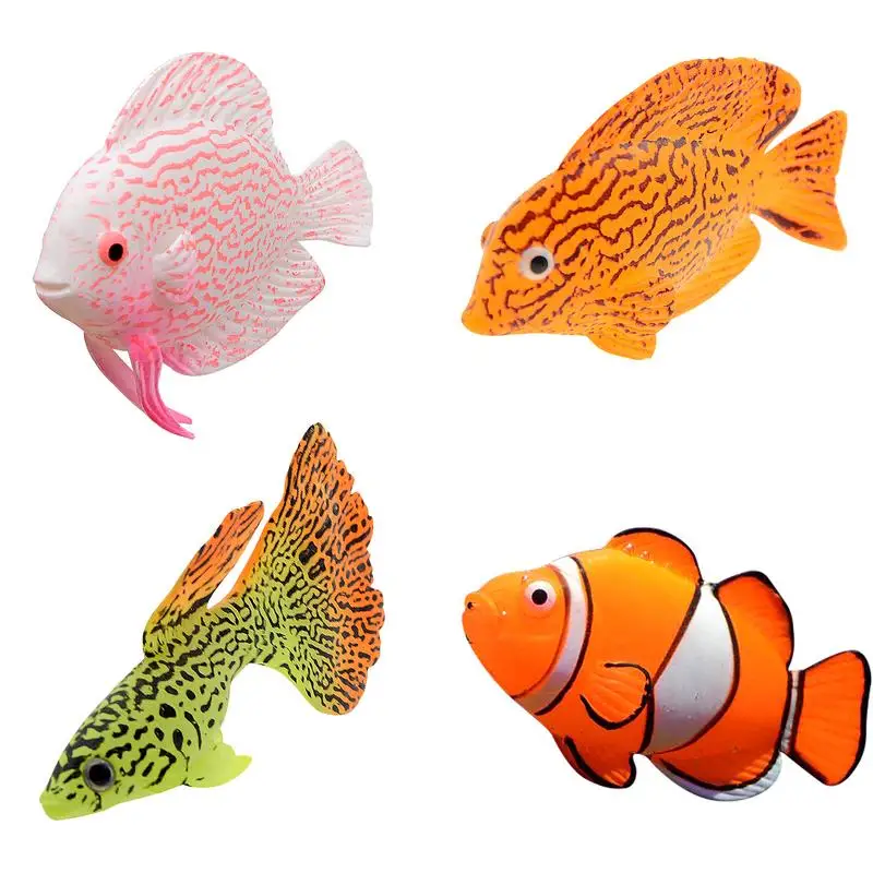 

Silicone Fake Fish Landscape Fish Tank Decorations For Aquarium Artificial Floating Clown/Angel Fish For Fish Bowl Decoration