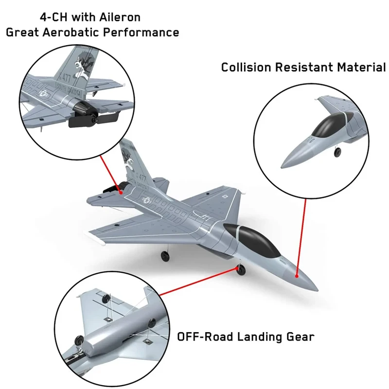 Coolbank RC Plane 2.4GHz RC Jet F-16 Fighting Falcon RC Airplane Fighter Ready to Fly 6-Axis 4CH RC Fighter Model Foam Toys Boys 6