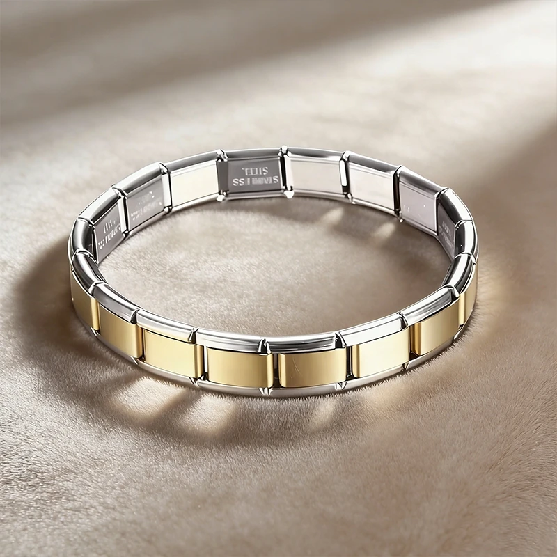 Italian Charm Link Bracelets For Women Men Italian Charm Link 9mm Width Silver Gold Color Stainless Steel Bracelets on Hand DIY Making Jewelry