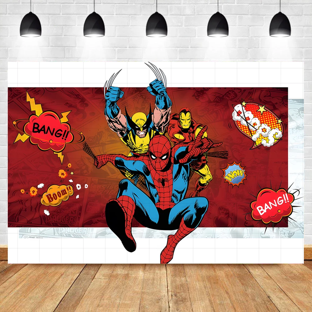 Photo Backdrop Photo Wallpaper Marvel Spider-Man Theme Backdrop Boy Birthday Party Superhero Spider-Man Baby Shower Decoration Photography Backdrop