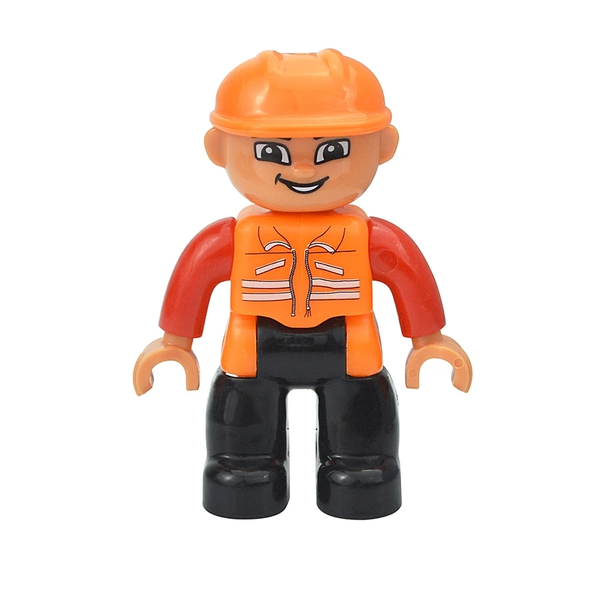 Jumbo Building Block Character Set - Farmer, Pirate, Worker, Doctor & Policeman Figures
