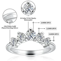 LinkerLove Half Eternity Moissanite Curved Wedding Band S925 Sterling Silver Crown Engagement Ring for Women Party Fine Jewelry 6