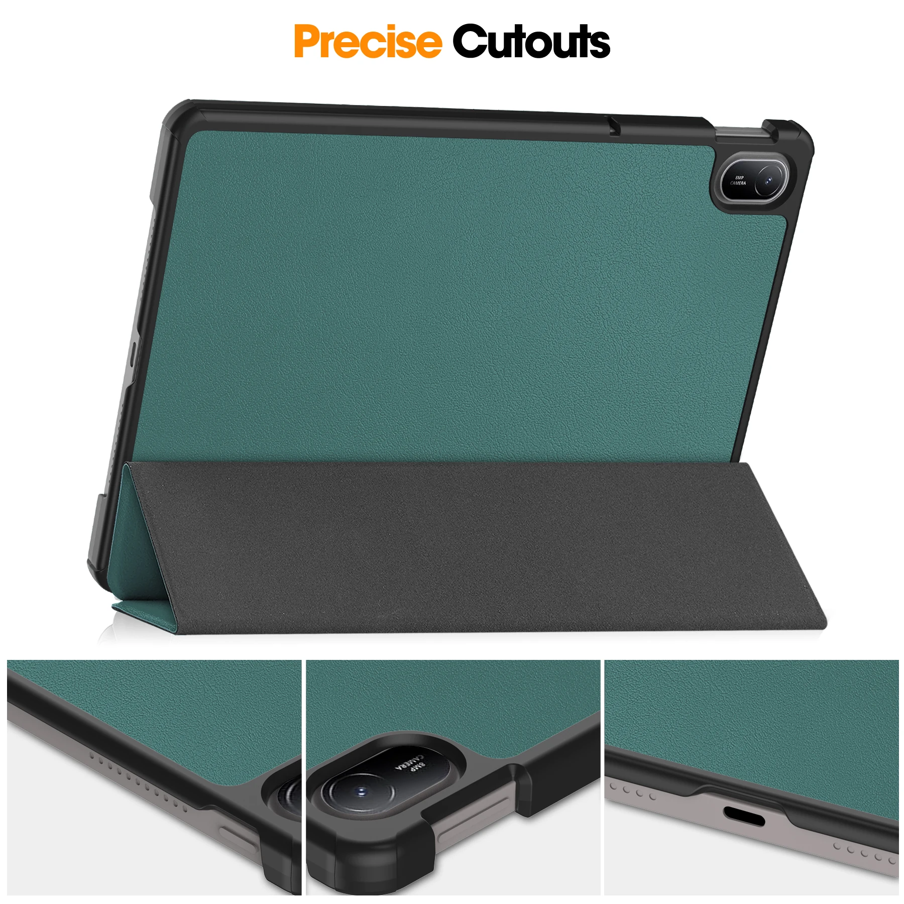 Premium Leather Tri-fold Tablet Cover with Auto Wake Function