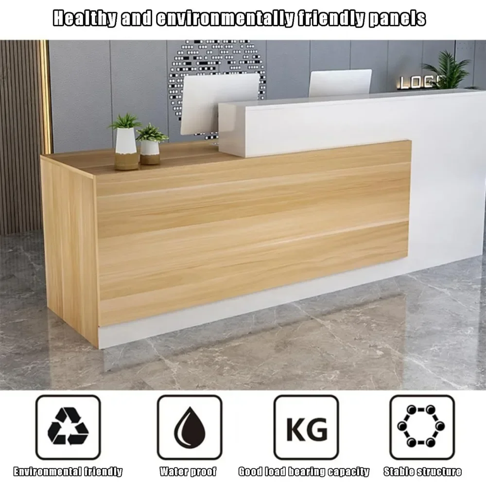 Front Counter Desk with Lockable Drawers, Reception Counter Desk,Modern Retail Counter, Wooden Computer Desk Reception Table 3