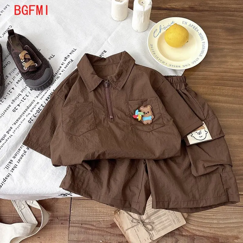Baby Boys Casual Clothes Sets Summer Children Cotton Cartoon Windmill Polo Shirts + Shorts 2pcs Suit for Kids Kids Outfits 1-5Y