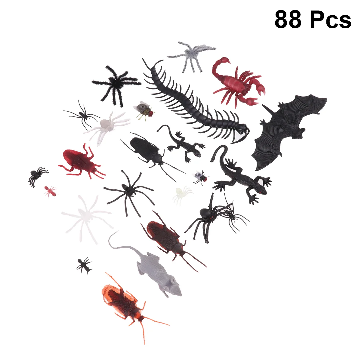 

88 PCS Halloween Tricky Toys Artificial Prop Stuffed Fake Insect April Fools Day Props