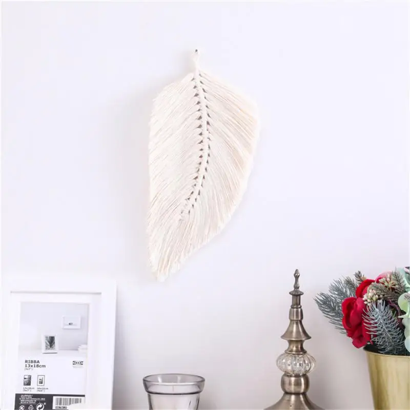 Chic Colorful Macrame Wall Hanging Hand-woven Tapestry Leaf Feathered Bohemian Style Boho Decor For Home Kids Room Decoration