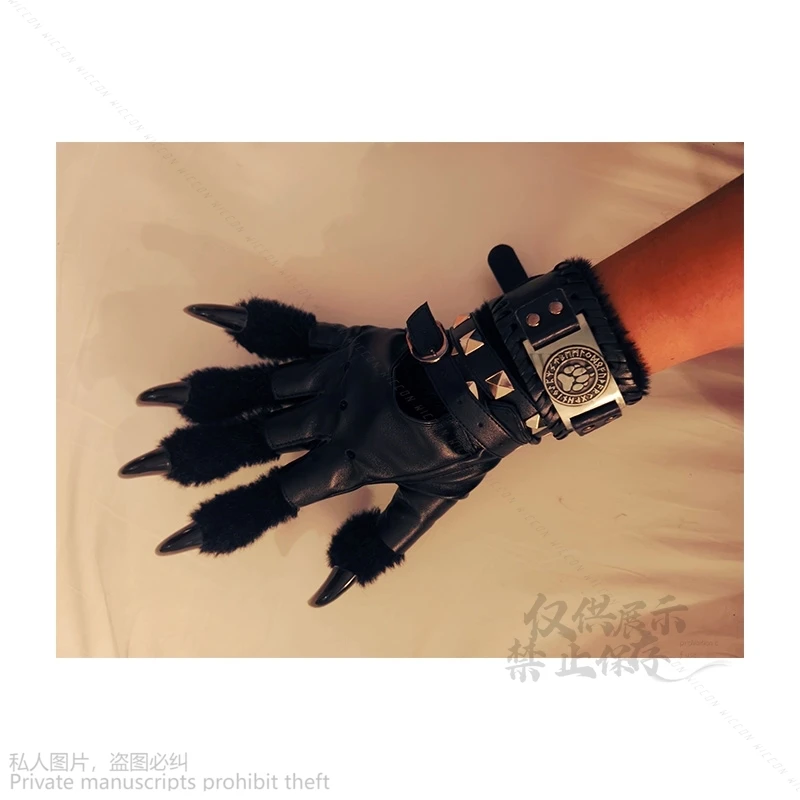 Cosplay Gloves Anime A Pair Wolf Dog Foxs Kigurumi Paw Claw Costume Accessories Animal Furry Full Finger Halloween Fursuit Adult