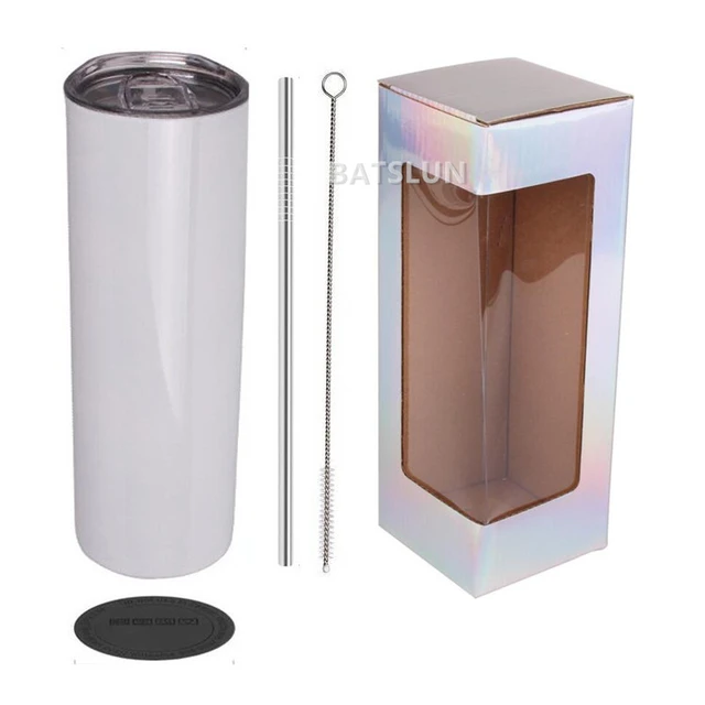 20oz 15oz DIY White Blanks Sublimation Straight Skinny Tumbler With Straw  Stainless Steel Cup Double Vacuum Insulated Party Gift