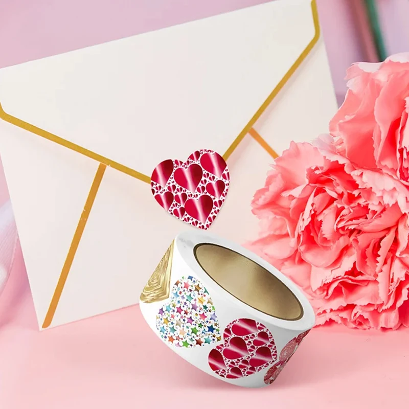 Colorful Heart-shaped Stickers For Valentine's Day Baking Packaging Sealing Decorative