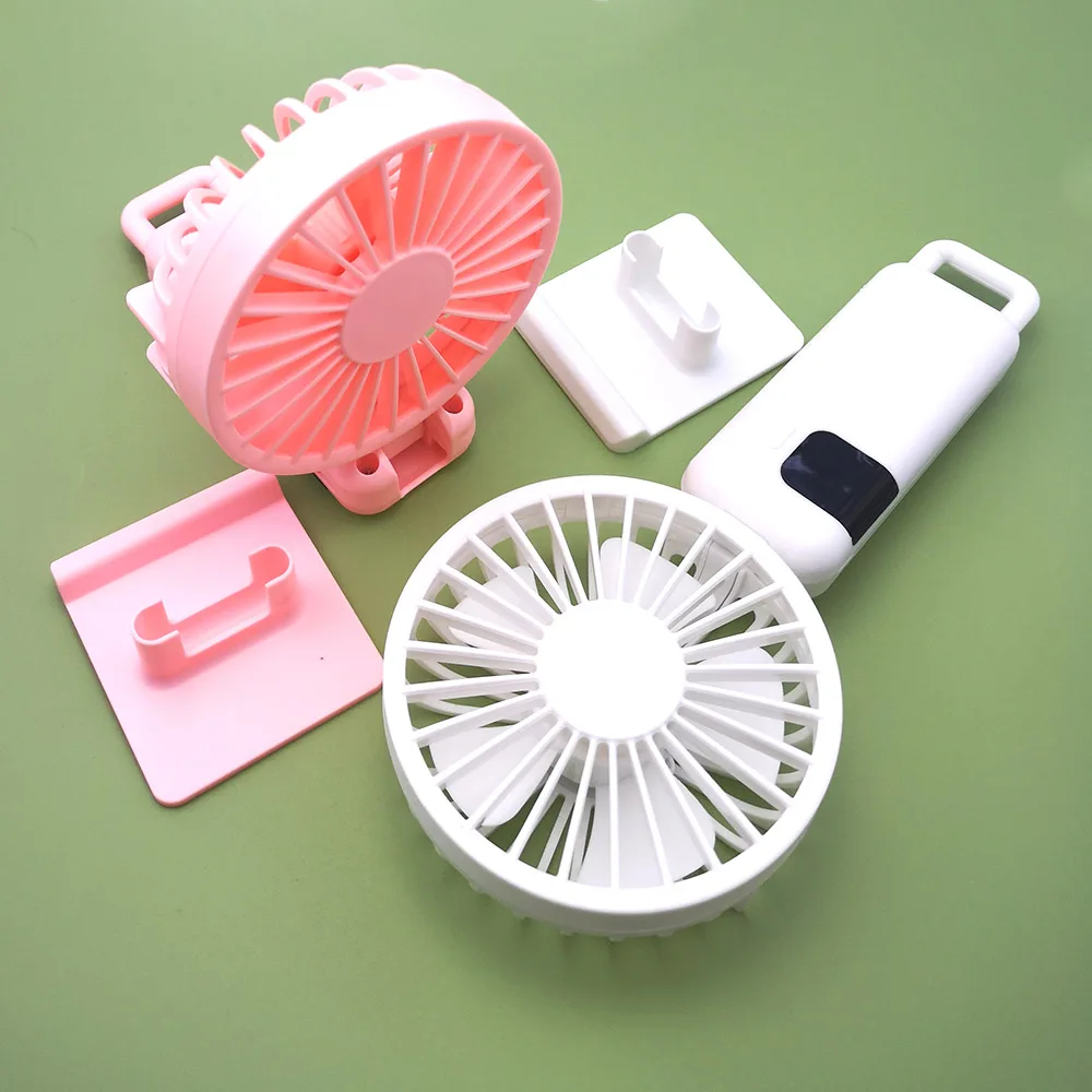 2000mAh Handheld Mini Fan Foldable Portable Neck Hanging Fans 5 Speed USB Rechargeable Fan with Phone Stand and Display Screen