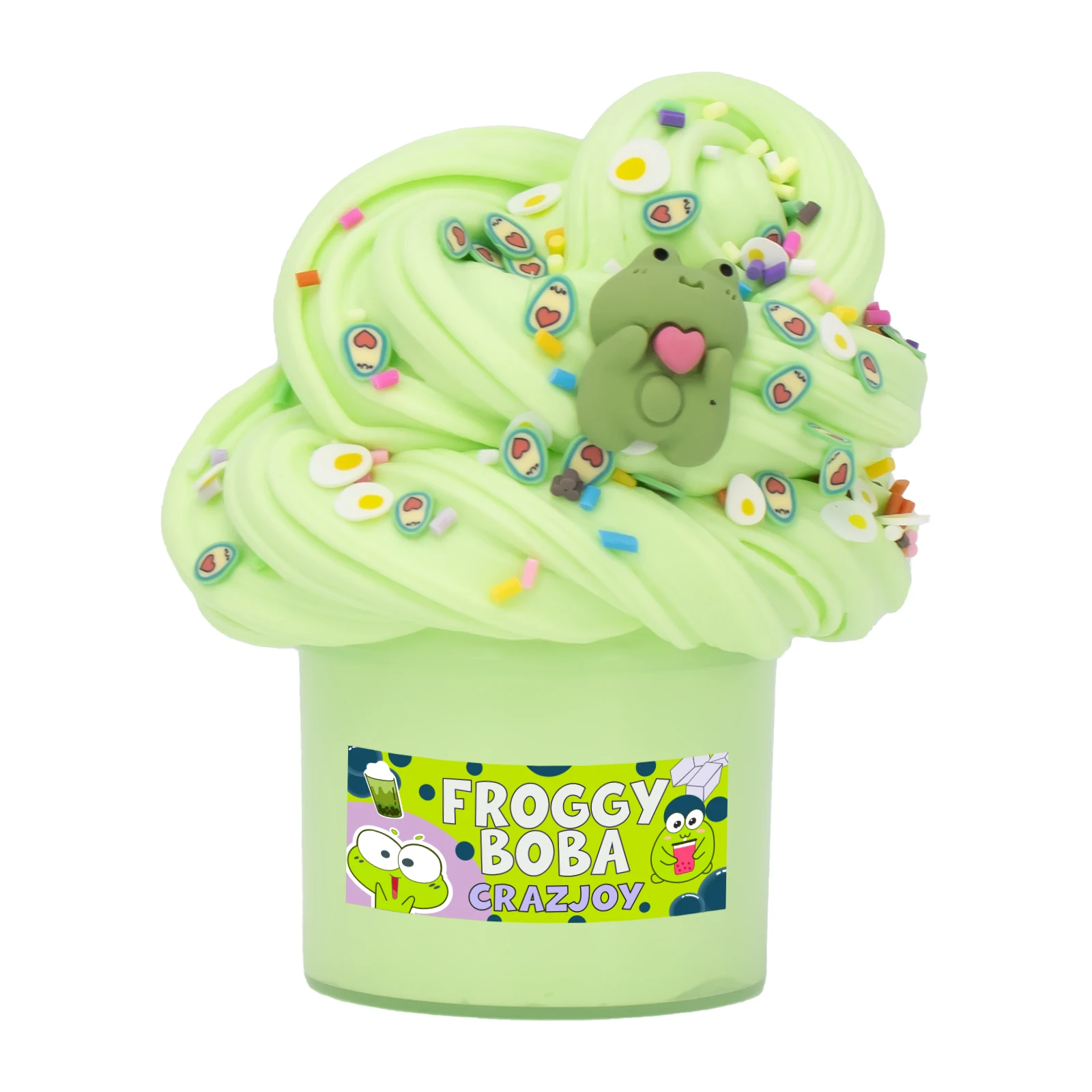Frog Butter Slime Set - Fluffy Scented Slime for Kids, Ideal Party Favor and Christmas Gift, Putty Complete with Slime Charms, 3