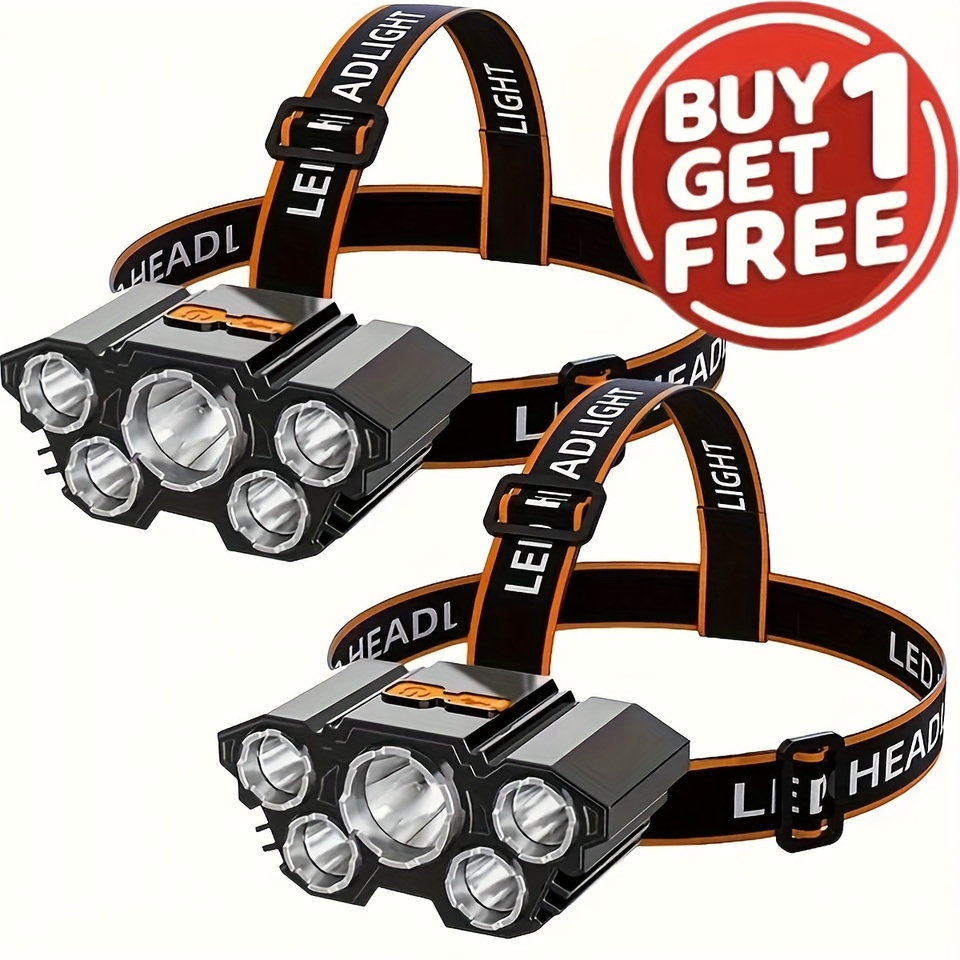 Buy One Get One Free, Outdoor Usb Charging Fishing Headlight, Suitable For Camping, Night Work, Car Maintenance, Fishing